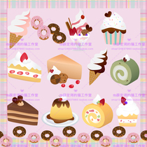 Hand-painted dessert cake strawberry cream ice cream doughnut cartoon no buckle png map material LOLITA