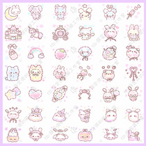 N141 hand drawn 200 cute pastel cartoon rabbit buckle free PNG design small icon beautification