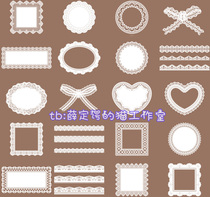 150 French style hand painted lace lolita pure colour loving hollowed-out elegant free of buckle PNG design material applique