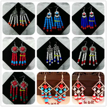 Mongolian National Wind String Pearl Earrings Temperament Short Earrings Pendant Earrings Accessories Bridal Gown Qipao Temperament Fashion Ear Rings