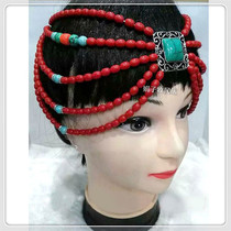 Tibetan style headwear female adult Mongolian ethnic group beads hair decoration ethnic dance performance dancing hair accessories hair with hats
