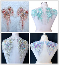 Color hot diamond embroidery applique nail pearl lace fabric denim culottes childrens wear performance clothing lace accessories