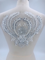 Pure handmade sewing lace with flower pearl water drill lace appliques 27 x 25cm wedding dresses Flower Flakes Accessories