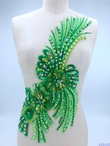 Heavy Weights Green Handmade Nail Pearl Pearl Bright Sheet Lace Flowers Wedding Dress Gown Show Take Lace Appliques