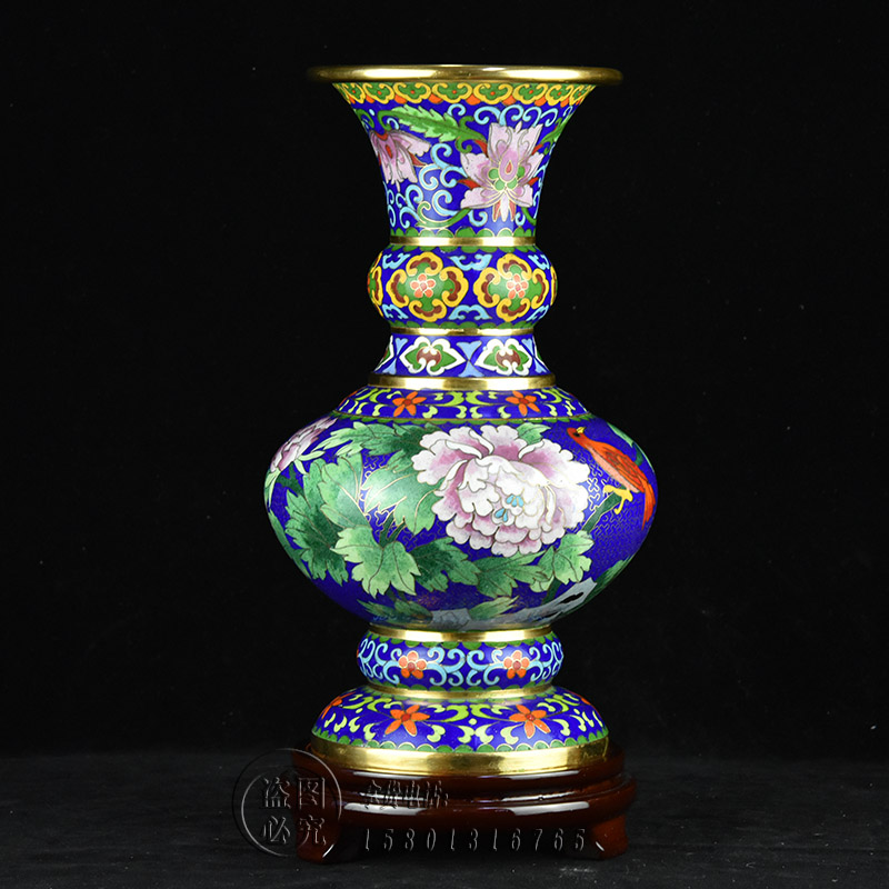 景泰蓝花瓶12寸花觚瓶铜胎掐丝珐琅摆件中国特色礼品旅游纪念品