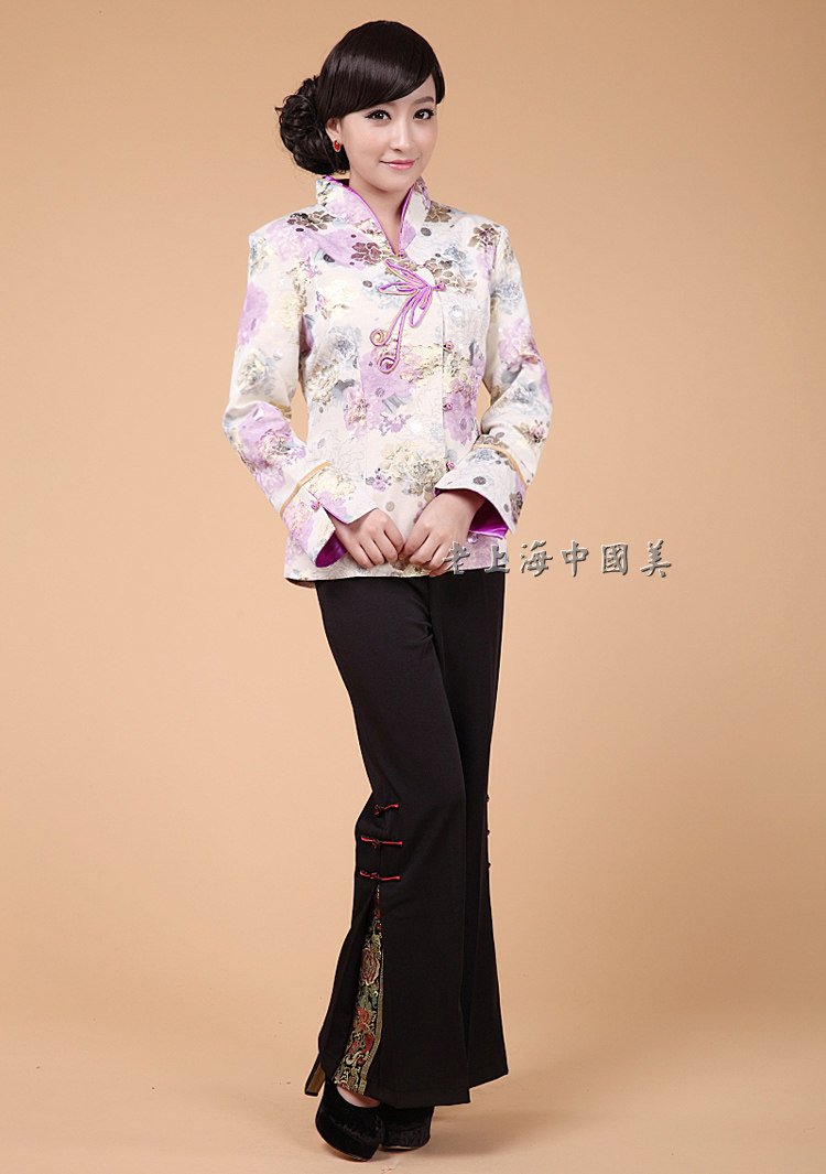 唐装春秋新款时尚改良唐装丝绸女士上衣中国风中式中年气质妈妈装