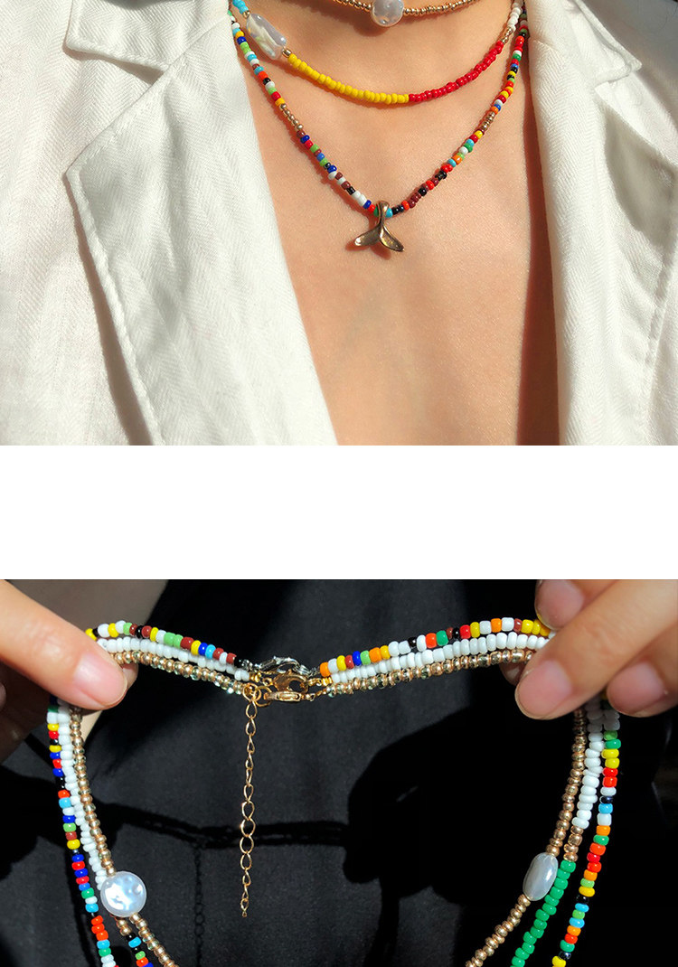 ebuyjewelry欧美精致彩色米珠串珠海星珍珠欧儿同款锁骨链短项链