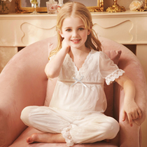 Roosetree Girl Sleepwear Summer Thin Ice Silk Children Princess Little Girl Baby Girl Short Sleeve Home Suit Suit