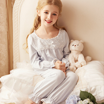Rosetree Girl Sleepwear Pure Cotton Long Sleeve Thin SUIT SPRING FALL LITTLE GIRL PUBLIC MAIN WIND CHILDRENS HOME CLOTHING