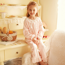 RoseTree Girls Pajamas Autumn and winter flannel thickened childrens coral velvet suit Little girl baby home clothes