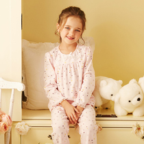 RoseTree Girls Pajamas Spring and Autumn cotton thin long-sleeved childrens princess cute baby home dress set