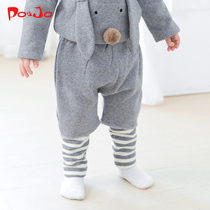 Piao Qiao spring autumn male and female baby baby pants big pp butt pants wear thick childrens warm casual pants