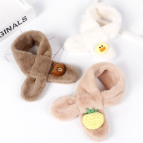 Childrens scarf Autumn and winter warm baby plush bib Korean version of girls boys and young children soft and comfortable neck cover tide
