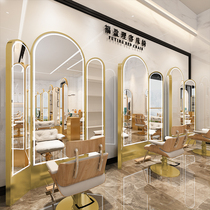 Net Red Barber shop mirror table hairdressing shop mirror hair salon special haircut mirror with lamp landing touch tide Barber mirror