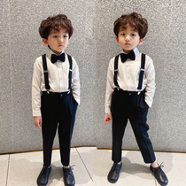 Spring and summer boy dress handsome suit suit childrens strap trousers baby birthday flower child suit piano show suit