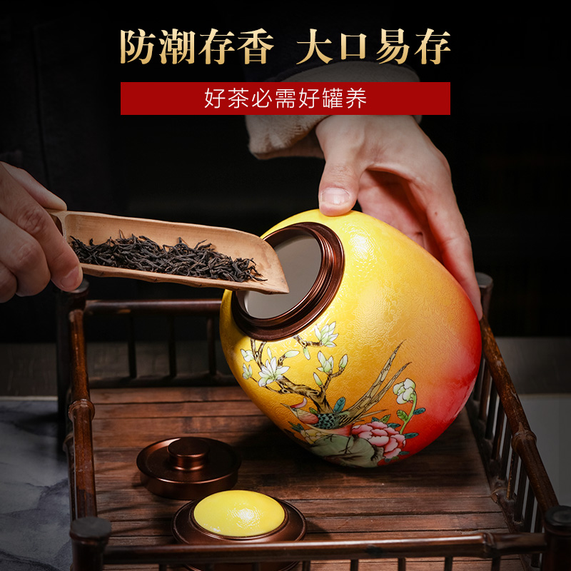 Jingdezhen ceramic food grade storage wake POTS sealed jar with cover the tea pot manual trumpet a kilo