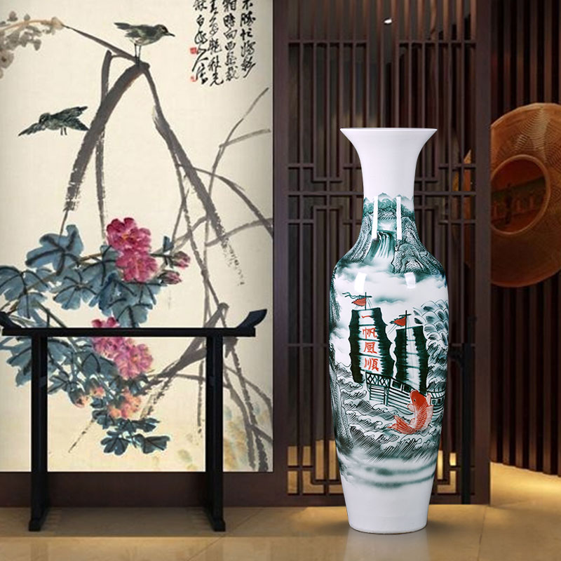 Jingdezhen ceramics hand - made a smooth landing big vase to heavy sitting room adornment is placed large hotel
