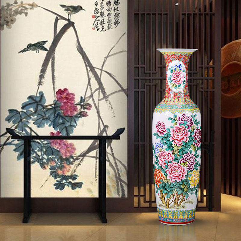 Jingdezhen ceramic floor big vase hand - made archaize oversized home sitting room place hotel opening gifts