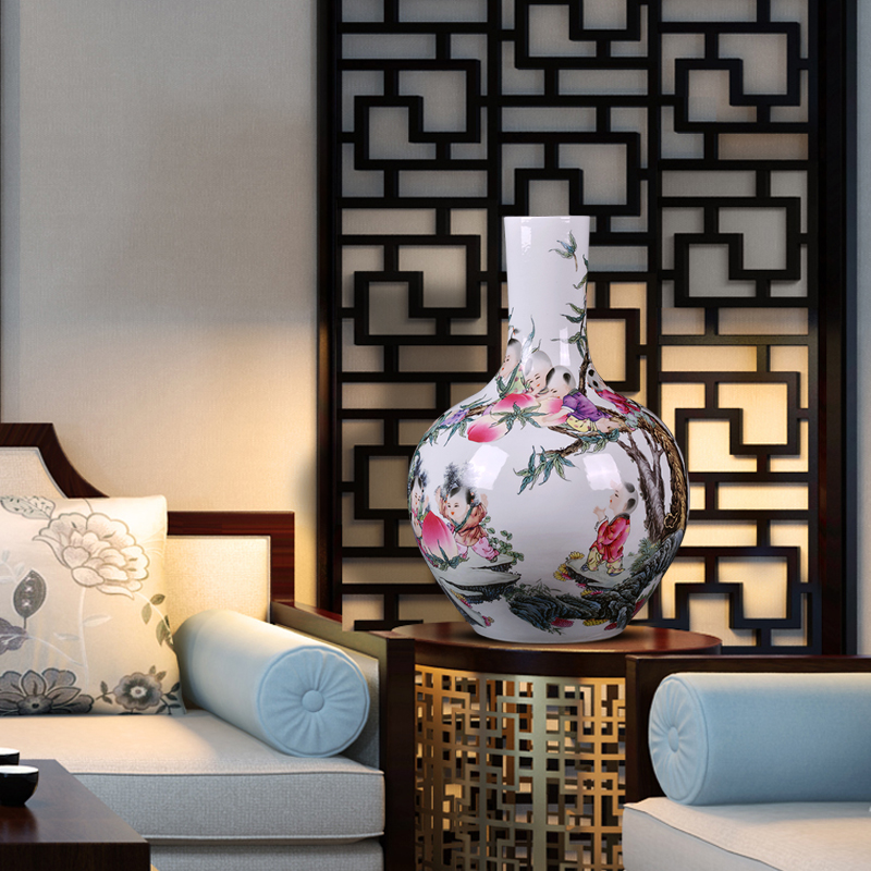 Jingdezhen ceramics, vases, flower arranging archaize sitting room famille rose porcelain Chinese style furnishing articles TV ark, home decoration