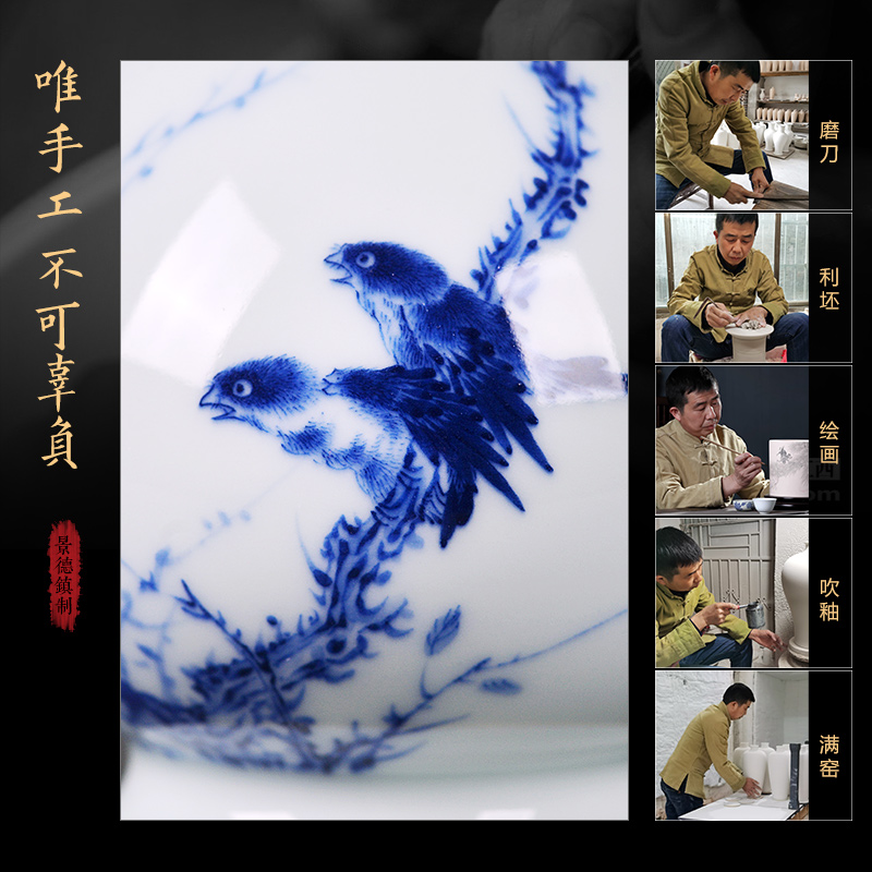 Jingdezhen ceramics vase famous garlic hand - made the sitting room of Chinese style household flower adornment TV ark, furnishing articles