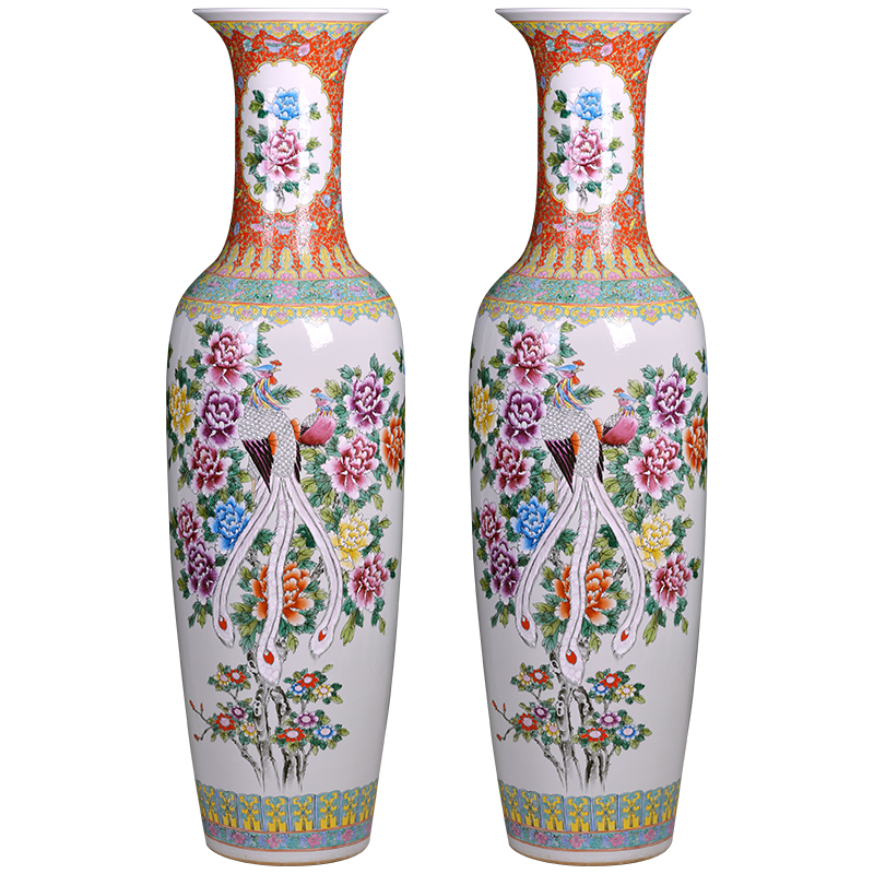 Jingdezhen hand - made ceramic floor large vases, notes tong heavy prosperous Chinese style of new home sitting room adornment is placed