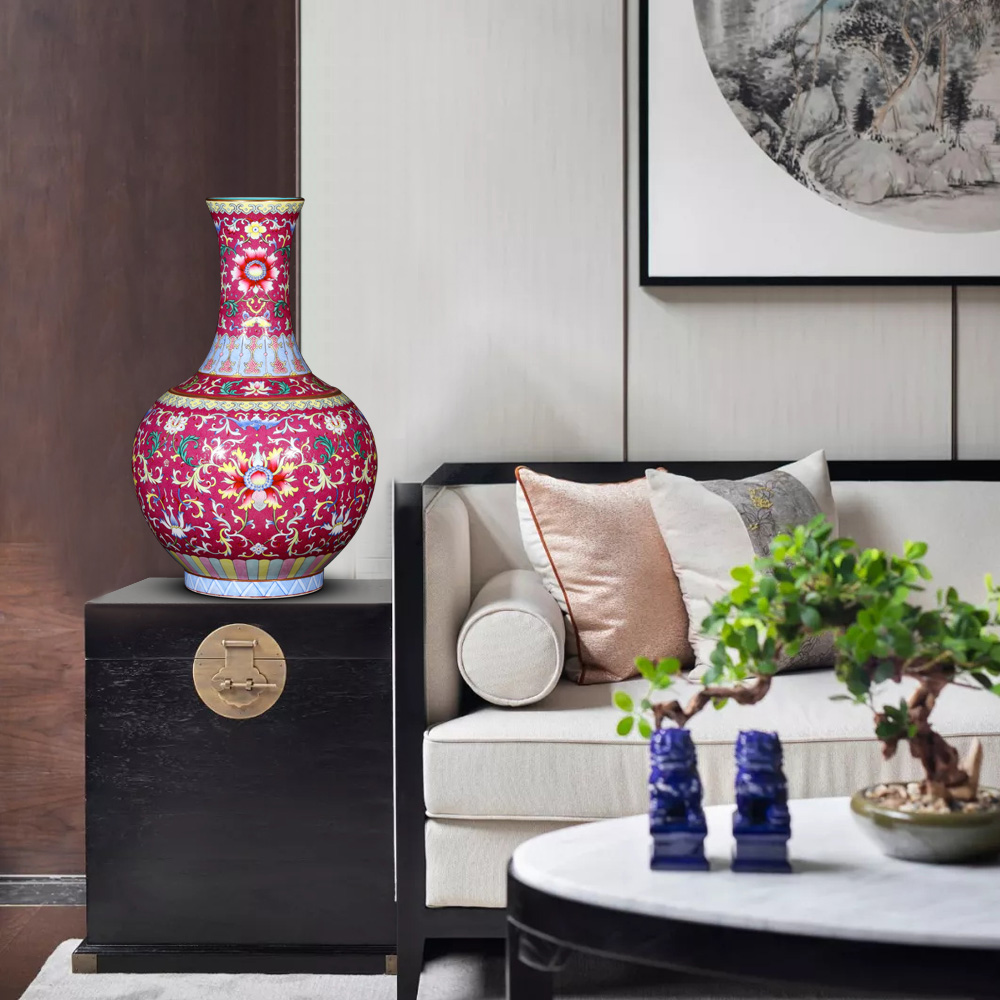 Jingdezhen ceramics imitation the qing qianlong pick flowers wrapped in lotus flower, the design of Chinese style living room home furnishing articles