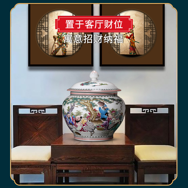 Archaize of jingdezhen ceramics powder enamel caddy fixings sitting room porch place large puer tea cake sealed jar