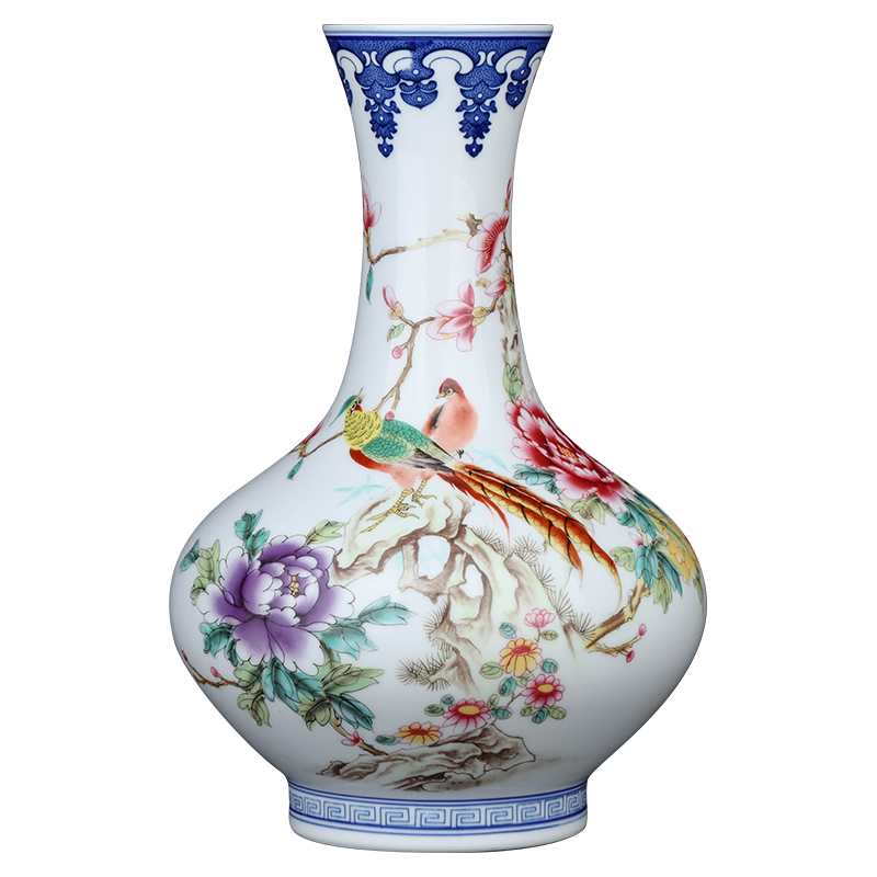 Jingdezhen ceramics vase desktop furnishing articles sitting room porch flower arrangement of Chinese style household decorations rich ancient frame decoration