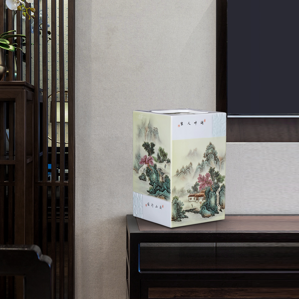 Jingdezhen ceramics powder enamel inlay is the sitting room porch office desktop furnishing articles of Chinese style household adornment picture tube