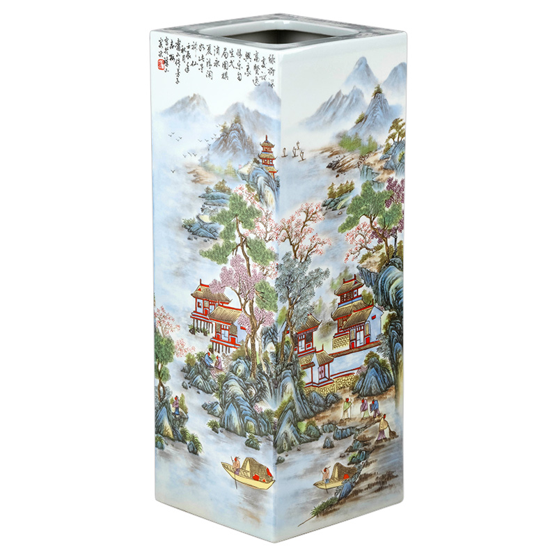 Jingdezhen ceramics powder enamel inlay is office desktop furnishing articles of Chinese style adornment household study painting and calligraphy brush pot