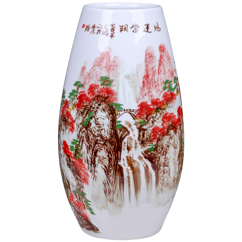 Porcelain of jingdezhen ceramic vases, flower arrangement sitting room adornment hand - made scenery of new Chinese style household TV ark, furnishing articles