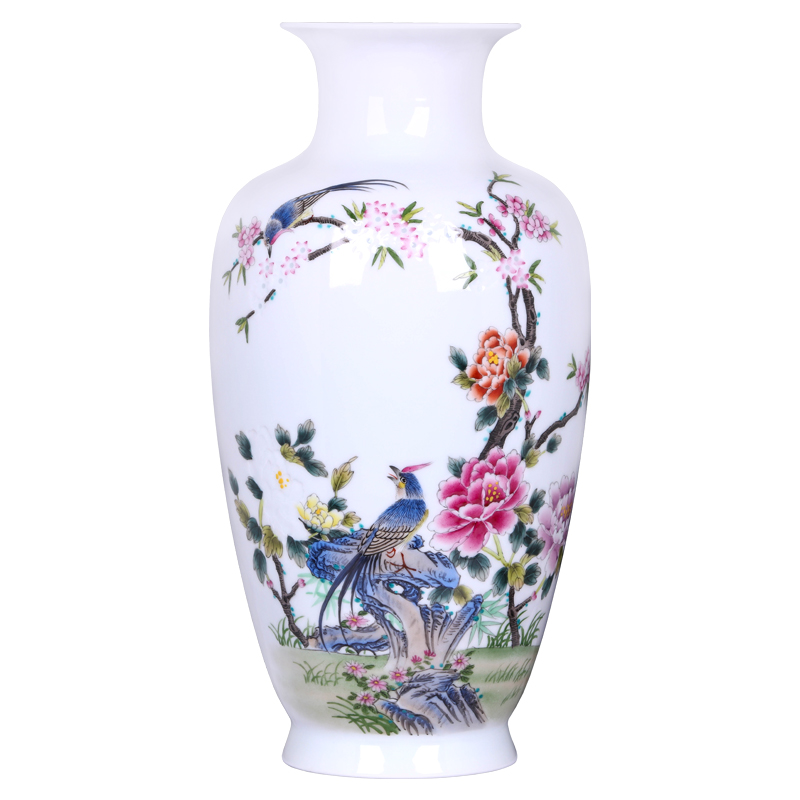 Jingdezhen ceramics flower adornment furnishing articles hand - made pastel notes tong wealth vase Chinese arts and crafts sitting room