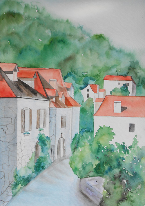 8k创意水彩色彩唯美风景美院纯手绘画原稿动漫宫崎骏风格仅一张