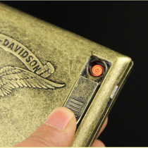 New stainless steel bronze retro nostalgic 20-pack automatic pop-up cigarette case with rechargeable lighter Electronic cigarette lighting