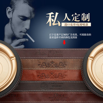 New pure metal aggravating large round disc style business leather home office cigar ashtray gift can be customized