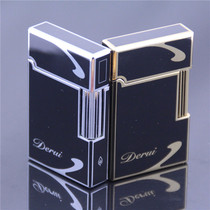 Mens piano sound Langsheng gas lighter side slip French design domestic high-end business black hook knife pattern