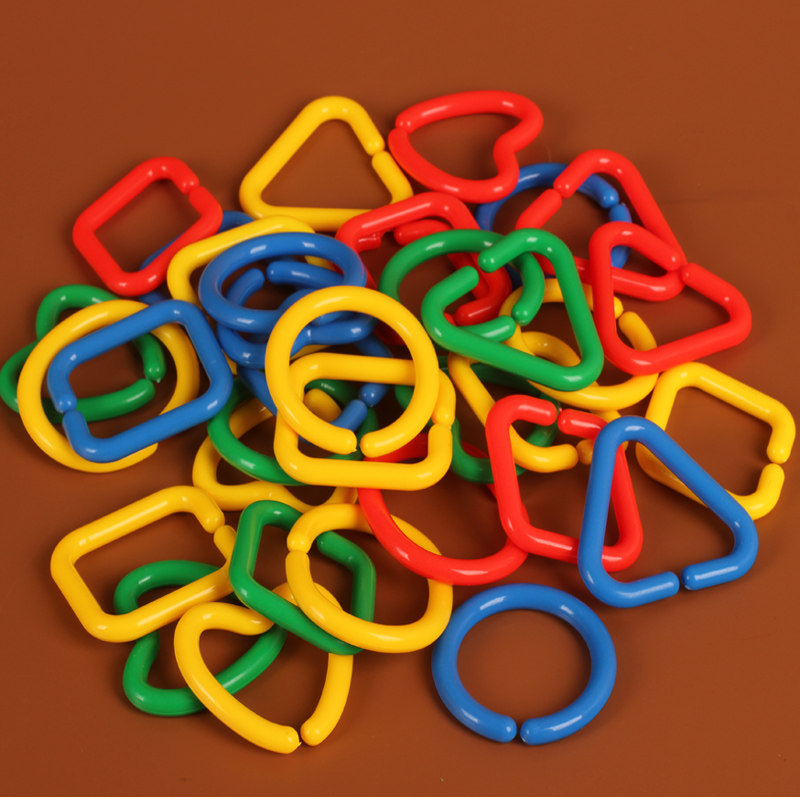包邮儿童益智玩具几何链条 几何连环扣 扣环塑料积木幼儿园玩具