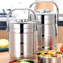 Stainless steel vacuum insulated barrel lunch box thermal lifting pot multi-person capacity multi-layer student takeaway family members with lunch box