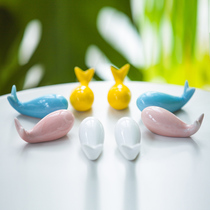 zakka Japanese ceramic whale dolphin cute chopsticks rack chopsticks rack ornaments chopsticks household chopsticks crafts