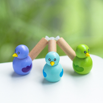 Wooden toy animal mini wooden cute colorful bird whistle cartoon parent-child baby instrument