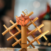 zakka home accessories bamboo flower arrangement stand fleshy plant rack wall decoration flower arrangement bamboo stand