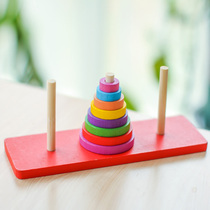 Wooden Toys Eight-story Colorful Hanotta Children Puzzle Early Education Creative Building Blocks Intellectual Antithesis Toys