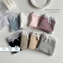 3 strips of spring and summer solid color cute age girl underwear Japanese students lace waist Foundation thin breifs