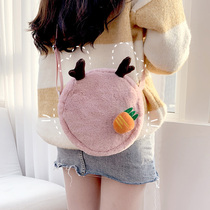 2021 autumn and winter New cute cartoon deer Plush Bag female fashion wild ins student shoulder shoulder bag