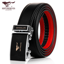 Seven Wolves Leather Strap Men Genuine Leather Infrared Black Belt Bull Leather Male AUTOMATIC BUCKLE THIS LIFE PANTS WITH SOFT