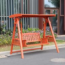Outdoor swing hanging chair anticorrosive wood home indoor cradle chair outdoor courtyard leisure solid wood double Swing Swing