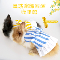 Pet rabbit clothes accessories Chinchow guinea pig summer skirt with traction rope small pet clothing thin handmade cotton