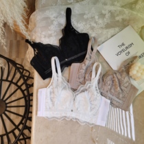 Big chest small non-sponge ultra-thin bra flower lace thin cup soft steel ring comfortable gathering breathing underwear