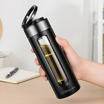 Fuguang bodybuilding Shangze plastic glass cup double layer water glass with hand with strainer business tea cup XP1902-400ml