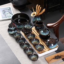 Junyao Jianzhan Kungfu Tea Set Home Sand Gold Tianmu Glaze Ceramic Xi Shi Zhu Complete Set Cover Bowl Tea Cup